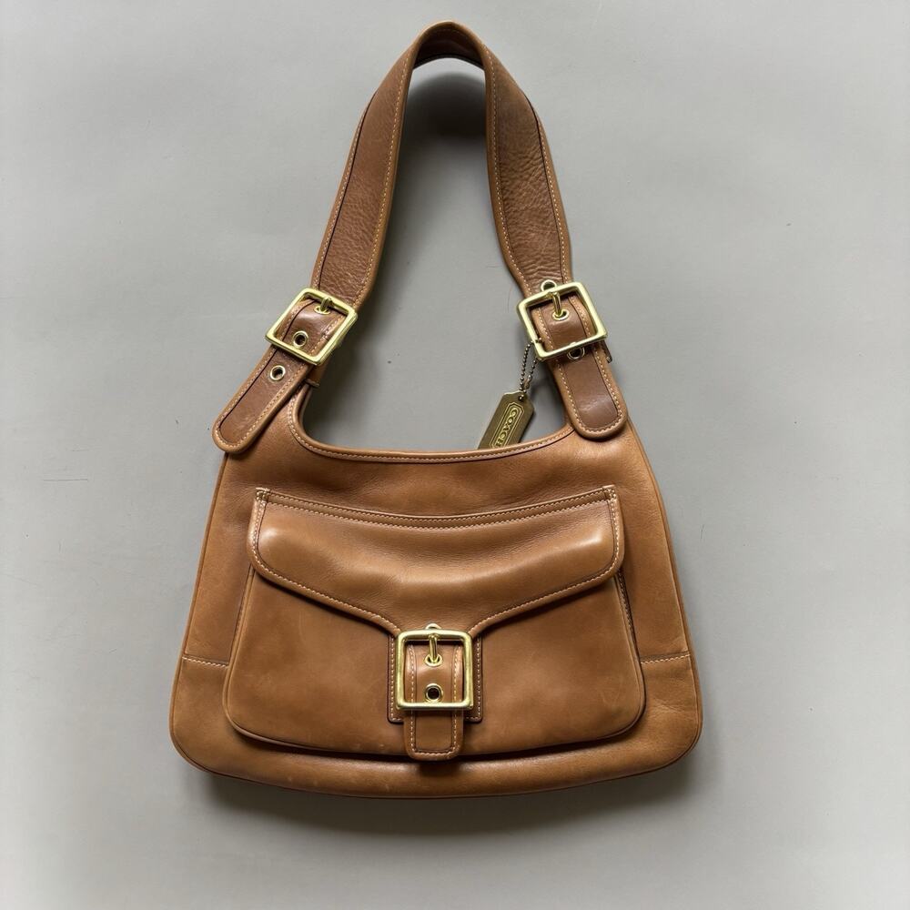 Coach Vintage Buckle Legacy Saddle Bag Tan Leather Shoulder Bag